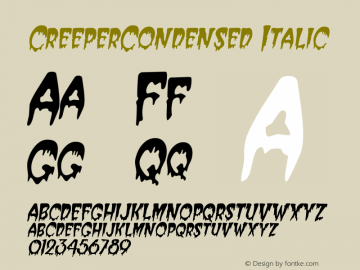 CreeperCondensed Italic Rev. 003.000 Font Sample