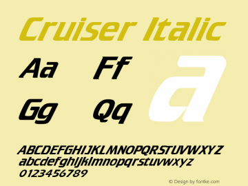 Cruiser Italic Altsys Fontographer 4.1 5/15/95 Font Sample