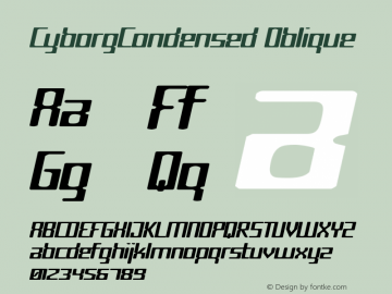 CyborgCondensed Oblique Altsys Fontographer 4.1 5/15/95图片样张