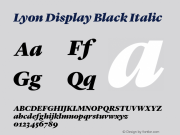 Lyon Display Black Italic Version 001.000 2010图片样张