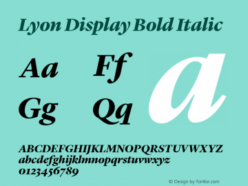 Lyon Display Bold Italic Version 001.000 2010图片样张