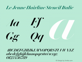 Le Jeune Hairline Stencil Italic Version 1.1 2016图片样张