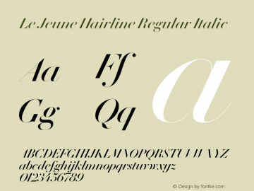 Le Jeune Hairline Regular Italic Version 1.1 2016图片样张