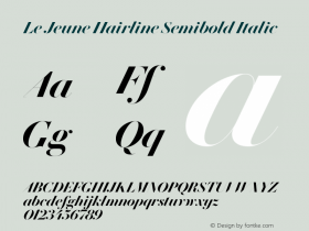 Le Jeune Hairline Semibold Italic Version 1.1 2016图片样张