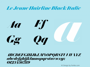 LeJeuneHairline-BlackItalic Version 1.1 2016图片样张