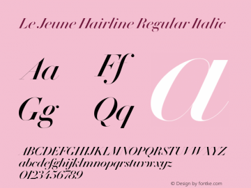 LeJeuneHairline-RegularItalic Version 1.1 2016图片样张