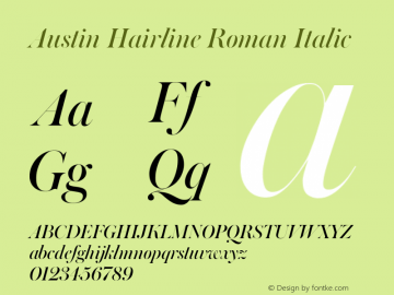 Austin Hairline Roman Italic Version 1.2 2017图片样张