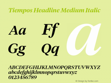 Tiempos Headline Medium Italic Version 1.008;hotconv 1.0.116;makeotfexe 2.5.65601图片样张