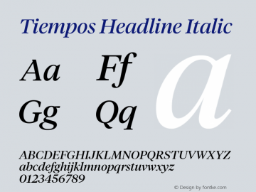 Tiempos Headline Regular Italic Version 1.008;hotconv 1.0.116;makeotfexe 2.5.65601图片样张