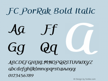 FCPorRakBoldItalic Version 1.00 2019 by Fontcraft: Jutipong Poosumas, Suwisa Sae-ueng图片样张