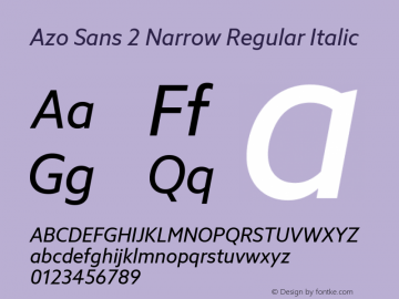 Azo Sans 2 Narrow  Regular Italic Version 2.003图片样张