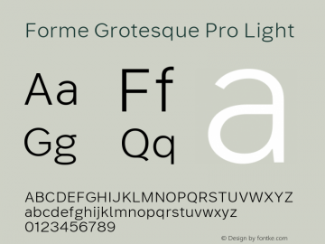 Forme Grotesque Pro Light Version 1.001图片样张