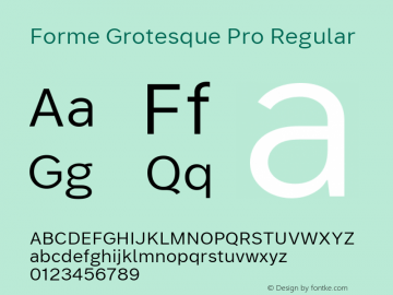 Forme Grotesque Pro Regular Version 1.001图片样张