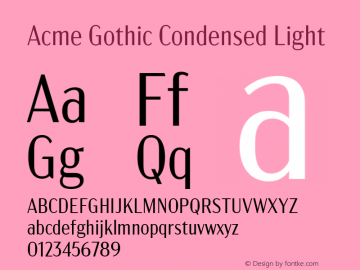 Acme Gothic Condensed Light Version 1.011图片样张