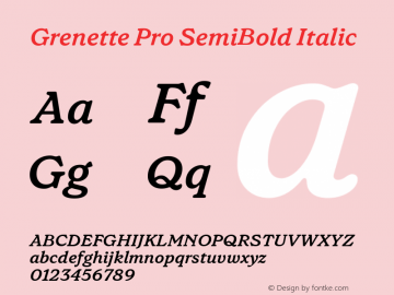 Grenette Pro SemiBold Italic Version 3.001图片样张