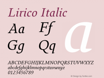 Lirico Normal Italic Version 3.001图片样张