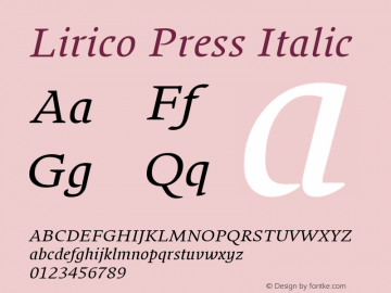 Lirico Press Normal Italic Version 3.001图片样张