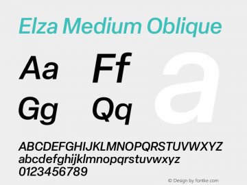 Elza Medium Oblique Version 1.000图片样张