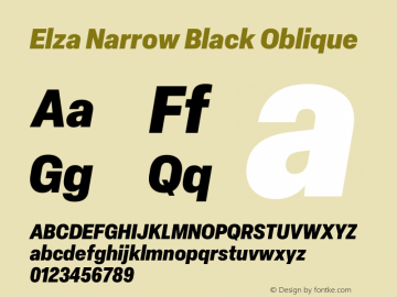 Elza Narrow  Black Oblique Version 1.000图片样张
