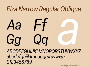 Elza Narrow  Regular Oblique Version 1.000图片样张