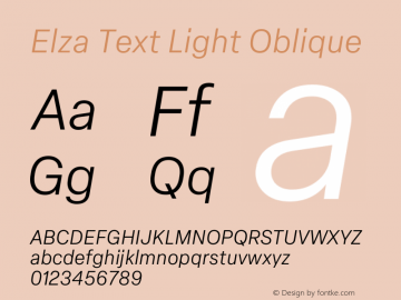 Elza Text Light Oblique Version 1.000图片样张
