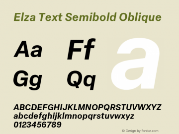 Elza Text Semibold Oblique Version 1.000图片样张