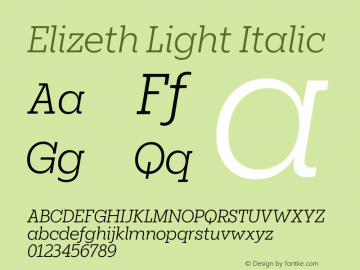 Elizeth Light Italic Version 1.000图片样张
