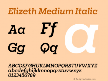 Elizeth Medium Italic Version 1.000图片样张