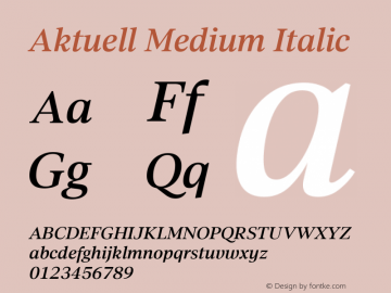 Aktuell Medium Italic Version 1.001;hotconv 1.0.109;makeotfexe 2.5.65596图片样张