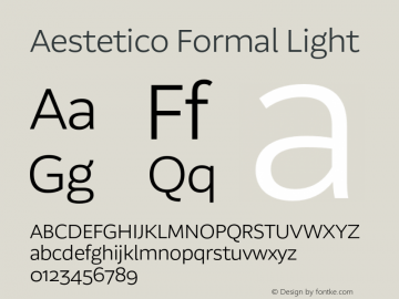 Aestetico Formal Light Version 0.007;PS 000.007;hotconv 1.0.88;makeotf.lib2.5.64775图片样张