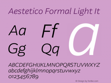 Aestetico Formal Light It Version 0.007;PS 000.007;hotconv 1.0.88;makeotf.lib2.5.64775图片样张