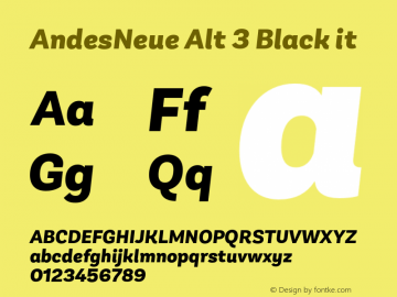 AndesNeue Alt 3 Black it Version 1.001;PS 001.001;hotconv 1.0.88;makeotf.lib2.5.64775图片样张