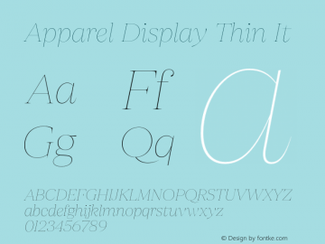 Apparel Display Thin It Version 1.000;hotconv 1.0.109;makeotfexe 2.5.65596图片样张