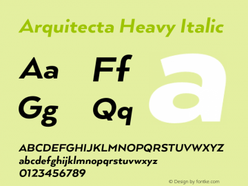Arquitecta Heavy Italic Version 1.000;PS 001.000;hotconv 1.0.88;makeotf.lib2.5.64775图片样张