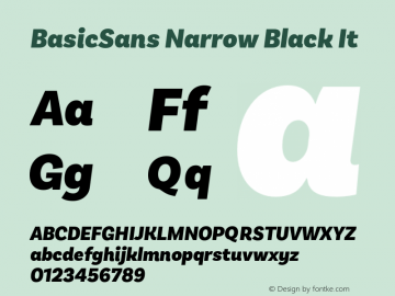 BasicSans Narrow Black It Version 2.000;PS 002.000;hotconv 1.0.88;makeotf.lib2.5.64775图片样张