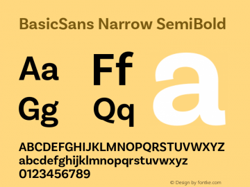 BasicSans Narrow SemiBold Version 2.000;PS 002.000;hotconv 1.0.88;makeotf.lib2.5.64775图片样张