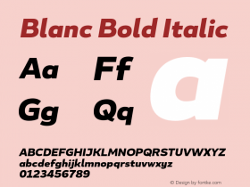 Blanc Bold Italic Version 1.000;PS 001.000;hotconv 1.0.70;makeotf.lib2.5.58329图片样张