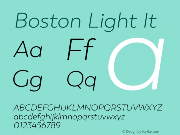 Boston Light It Version 1.001;PS 001.001;hotconv 1.0.88;makeotf.lib2.5.64775图片样张