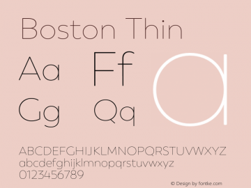 Boston Thin Version 1.001;PS 001.001;hotconv 1.0.88;makeotf.lib2.5.64775图片样张