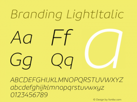 Branding-LightItalic Version 1.000;PS 001.000;hotconv 1.0.88;makeotf.lib2.5.64775图片样张