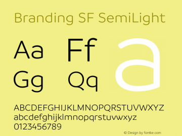 Branding SF SemiLight Version 1.000;hotconv 1.0.109;makeotfexe 2.5.65596图片样张