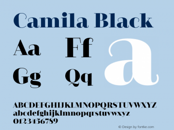 Camila-Black Version 1.000;PS 001.000;hotconv 1.0.88;makeotf.lib2.5.64775图片样张