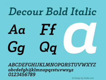 Decour Bold Italic Version 1.000;PS 001.000;hotconv 1.0.70;makeotf.lib2.5.58329图片样张