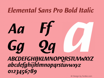 ElementalSansPro-BoldItalic 1.000图片样张