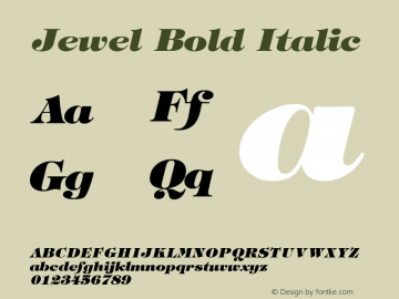 Jewel Bold Italic Rev. 002.02 Font Sample