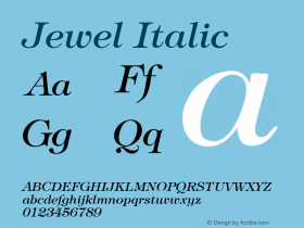 Jewel Italic Rev. 002.001 Font Sample