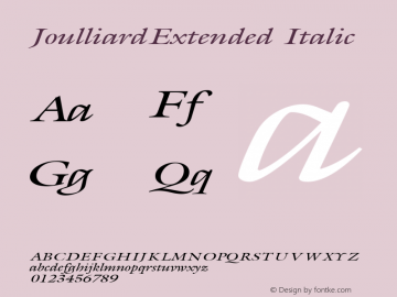 JoulliardExtended Italic Rev. 003.000 Font Sample