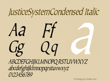 JusticeSystemCondensed Italic Rev. 003.000图片样张