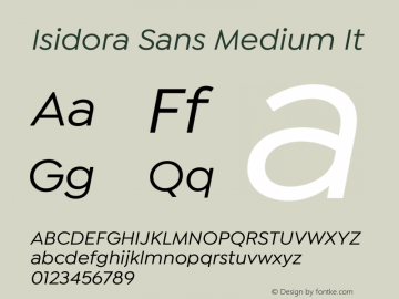 Isidora Sans Medium It Version 1.000;PS 001.000;hotconv 1.0.88;makeotf.lib2.5.64775图片样张