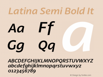 Latina Semi Bold It Version 0.022;PS 000.022;hotconv 1.0.88;makeotf.lib2.5.64775图片样张